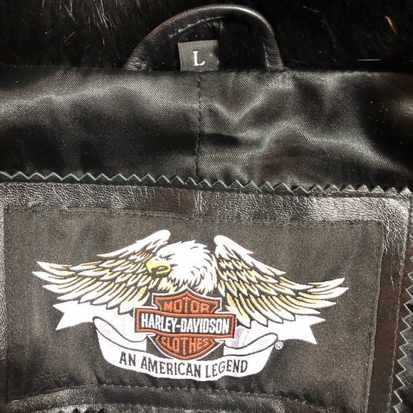 GORGEOUS Harley Davidson Leather & Fur Jacket - Picture 9 of 9